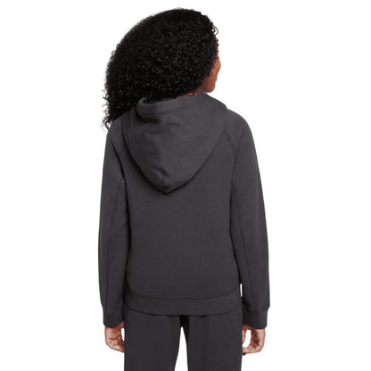 Anthracite-Pink - Back - Nike Childrens-Kids Third Chelsea FC Cotton Kangaroo Pocket Pullover Hoodie