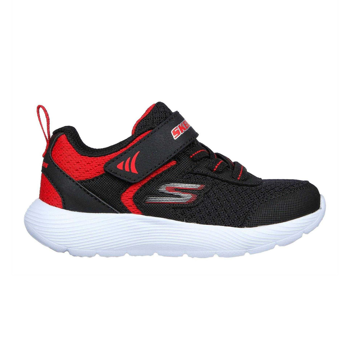 Black-Red - Side - Skechers Childrens-Kids Dyna Lite Low Cut Trainers