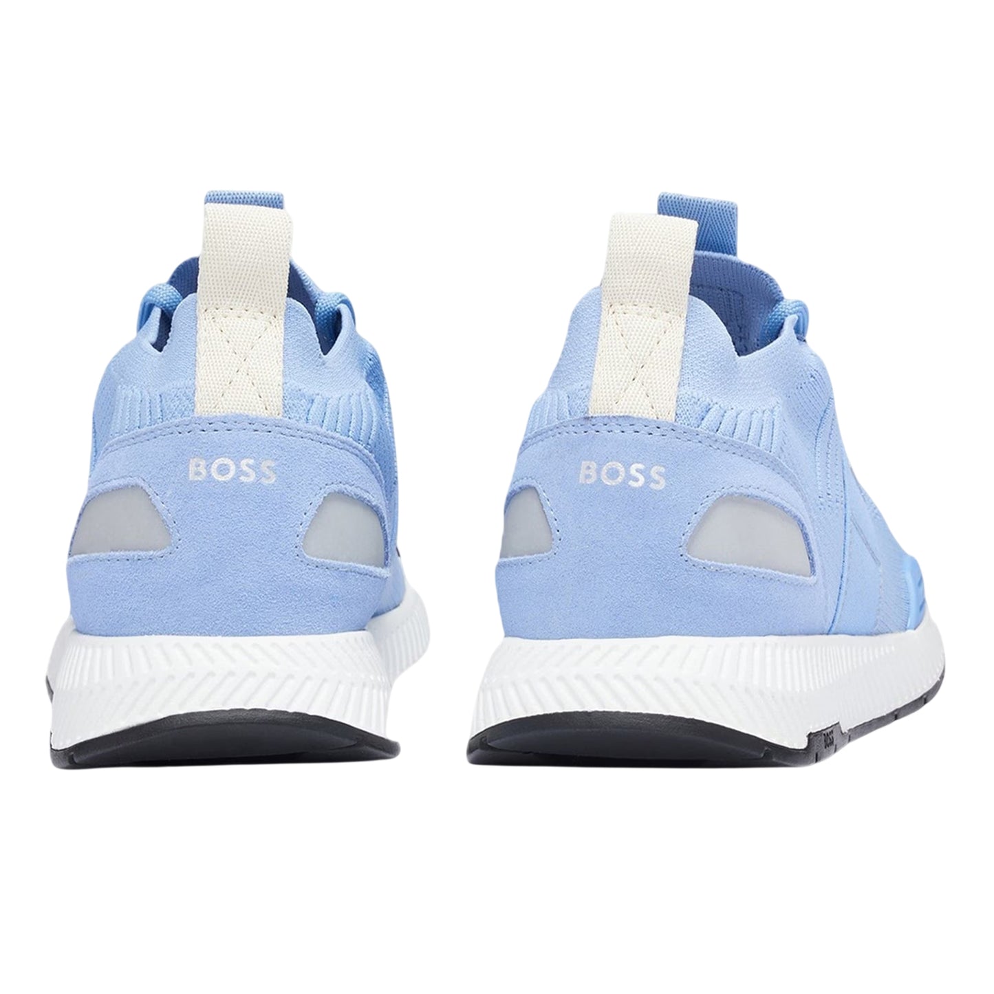 Pastel Blue - Back - Boss Mens Titanium Logo Knitted Trainers