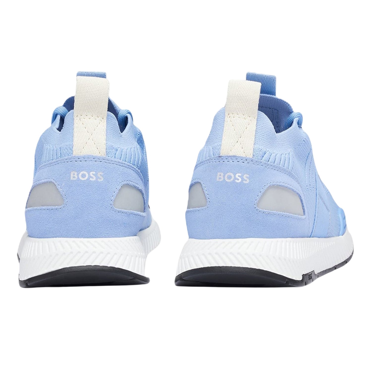 Pastel Blue - Back - Boss Mens Titanium Logo Knitted Trainers
