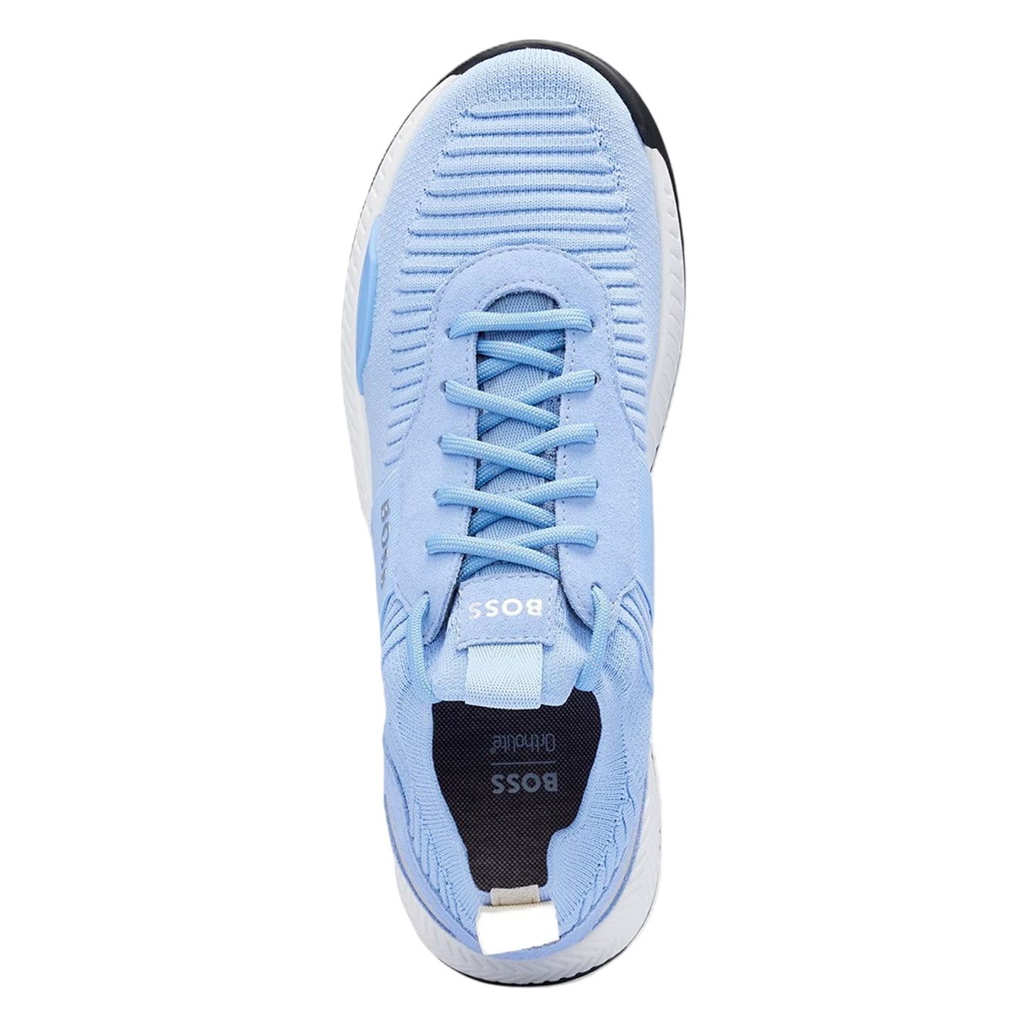 Pastel Blue - Side - Boss Mens Titanium Logo Knitted Trainers