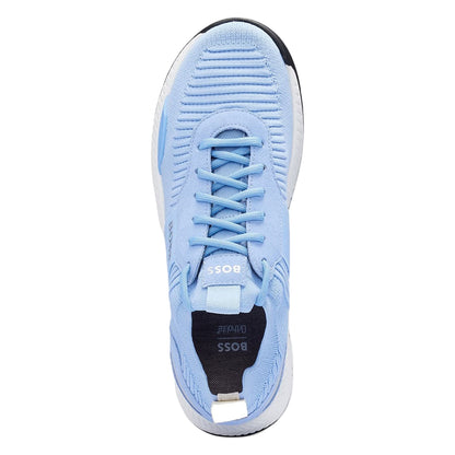 Pastel Blue - Side - Boss Mens Titanium Logo Knitted Trainers