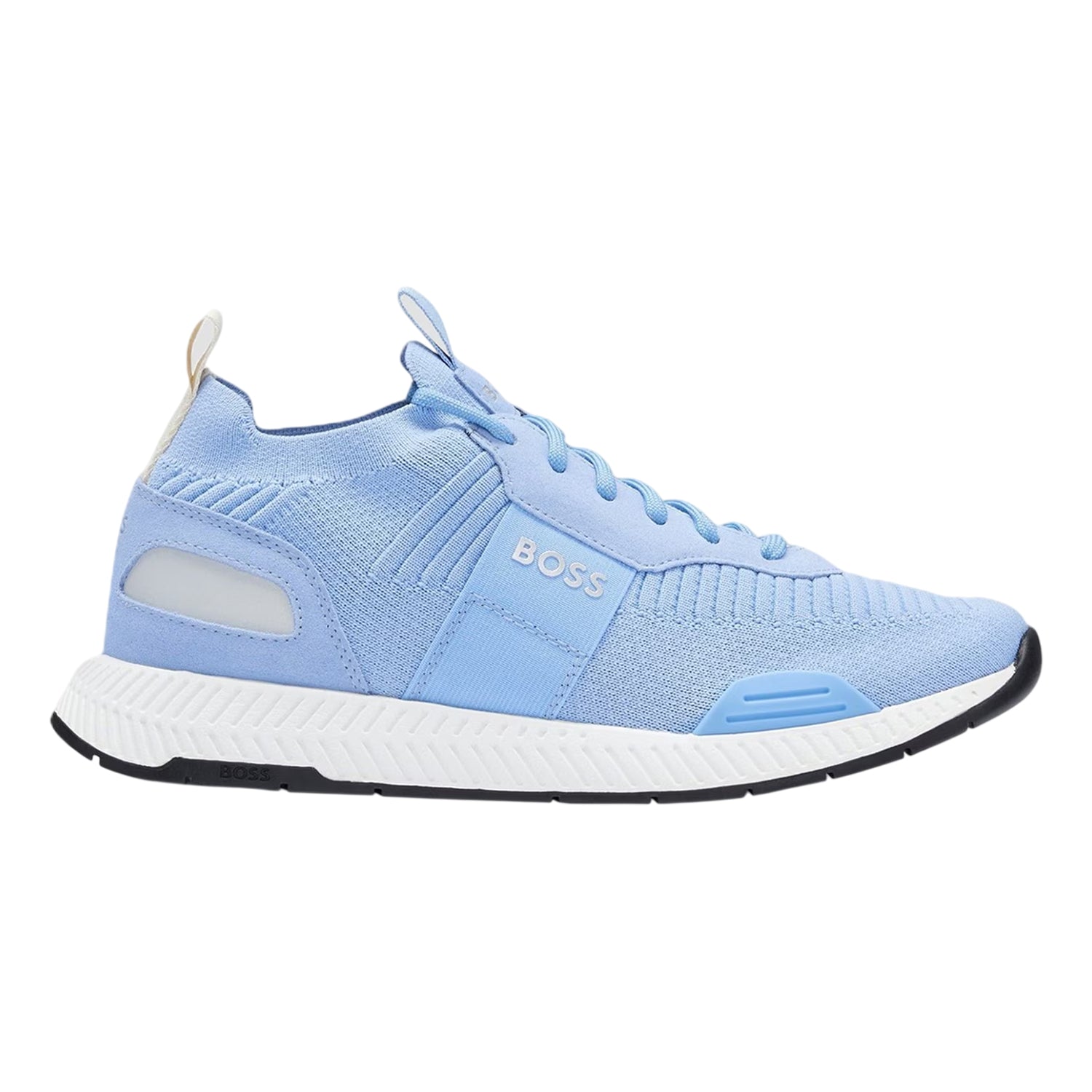 Pastel Blue - Front - Boss Mens Titanium Logo Knitted Trainers