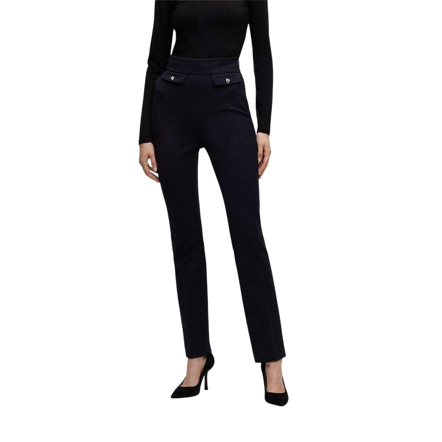Dark Blue - Side - Hugo Boss Womens-Ladies Slim Trousers
