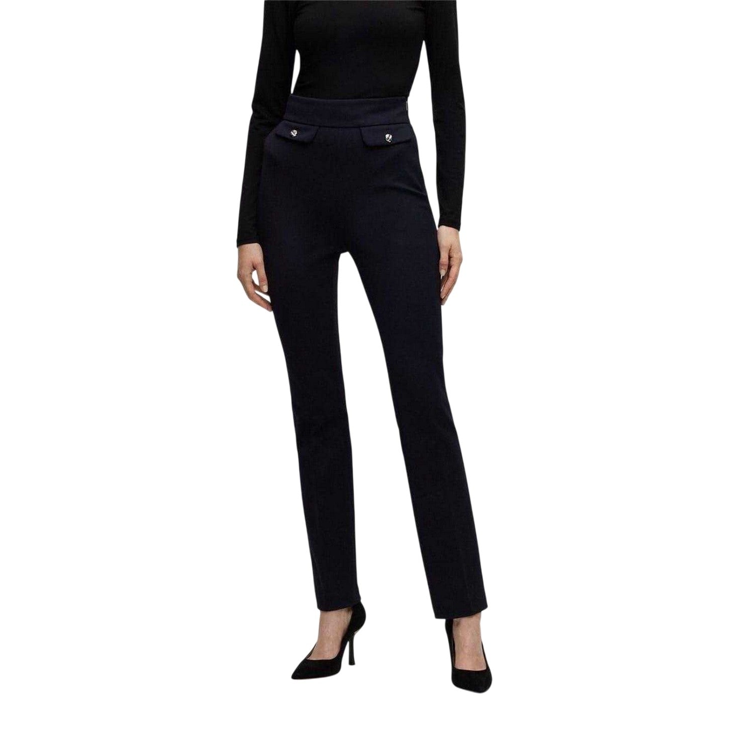 Dark Blue - Side - Hugo Boss Womens-Ladies Slim Trousers