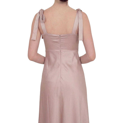 Soft Pink - Lifestyle - Deluxe Womens-Ladies Satin Tie Shoulder Bridesmaid Maxi Dress