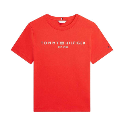 Orange - Front - Tommy Hilfiger Womens-Ladies Cropped Logo Cotton T-Shirt