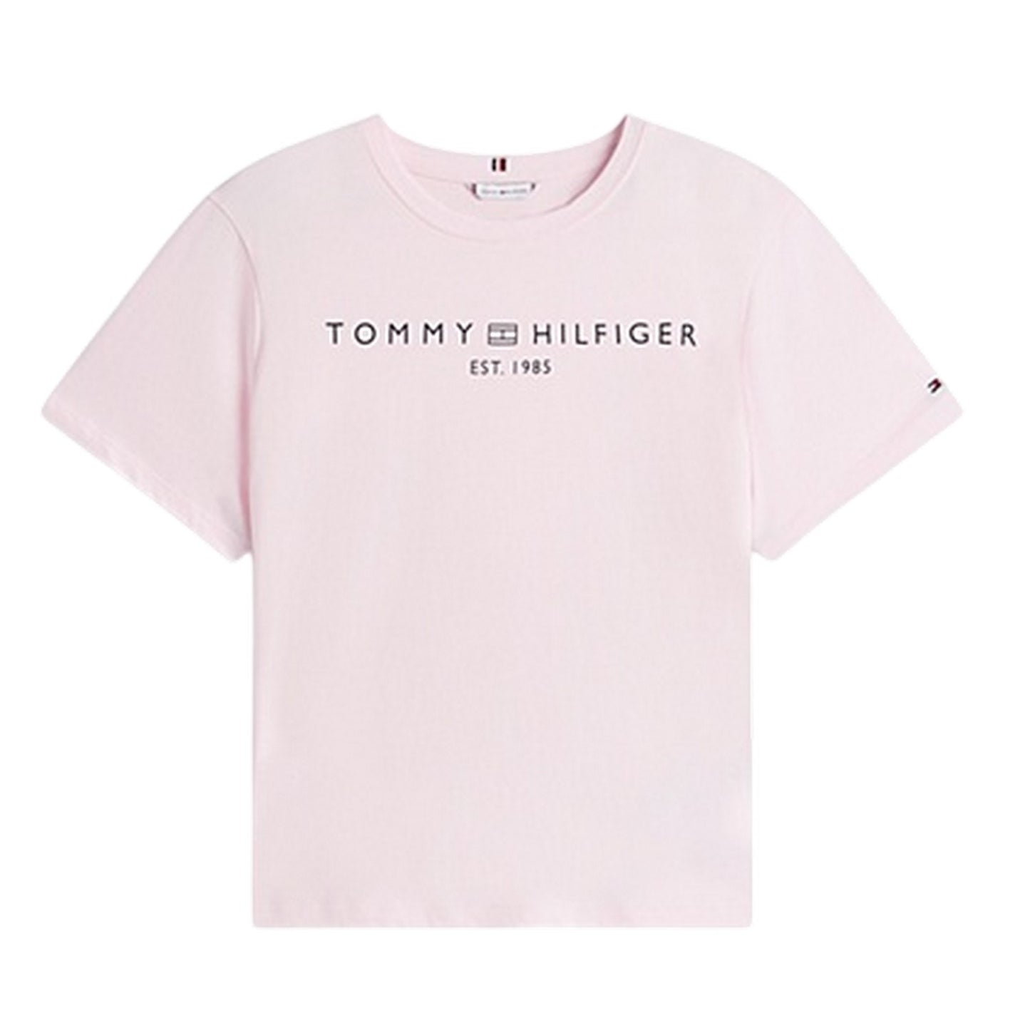Light Pink - Front - Tommy Hilfiger Womens-Ladies Cropped Logo Cotton T-Shirt