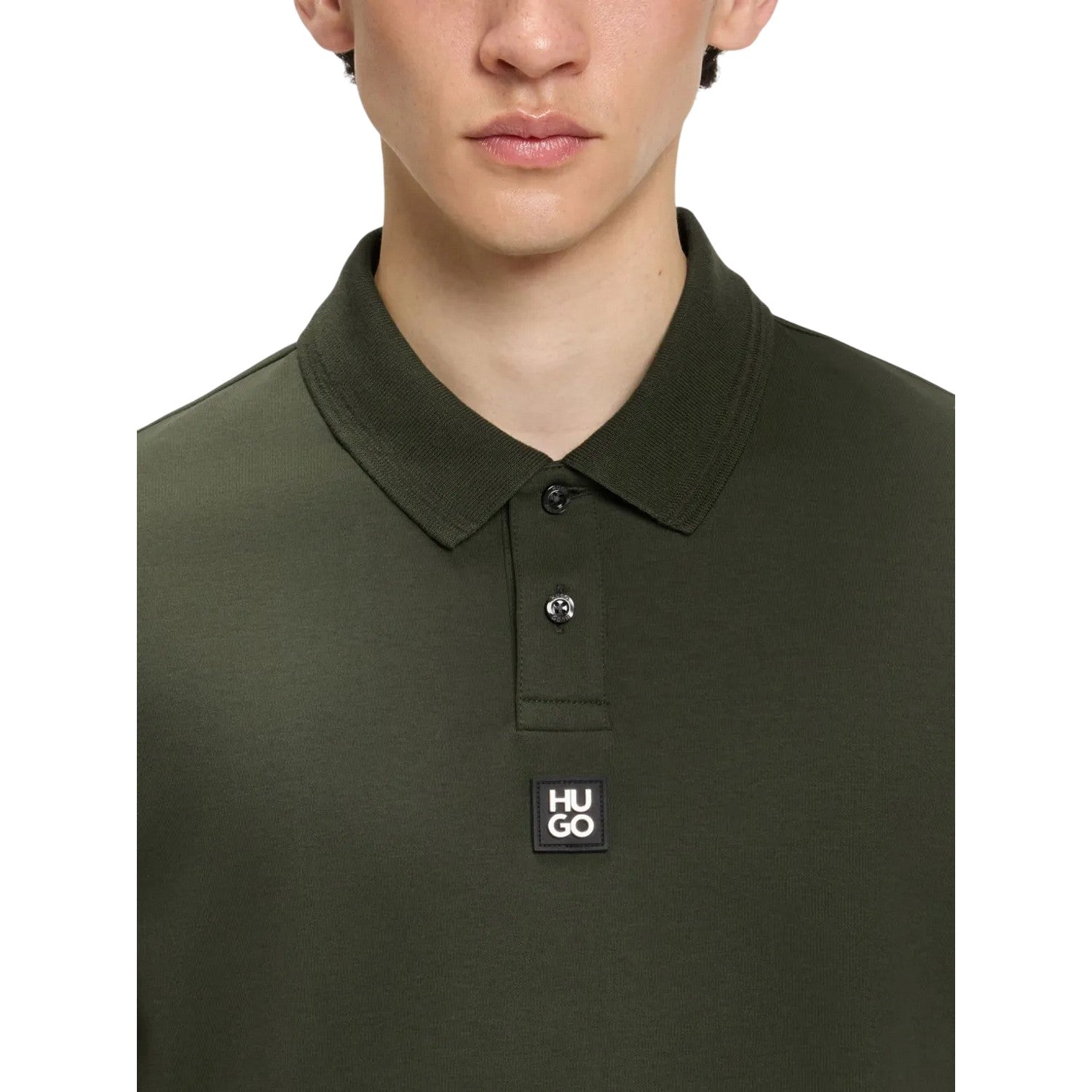 Dark Green - Side - Hugo Mens Deabono Logo Polo Shirt