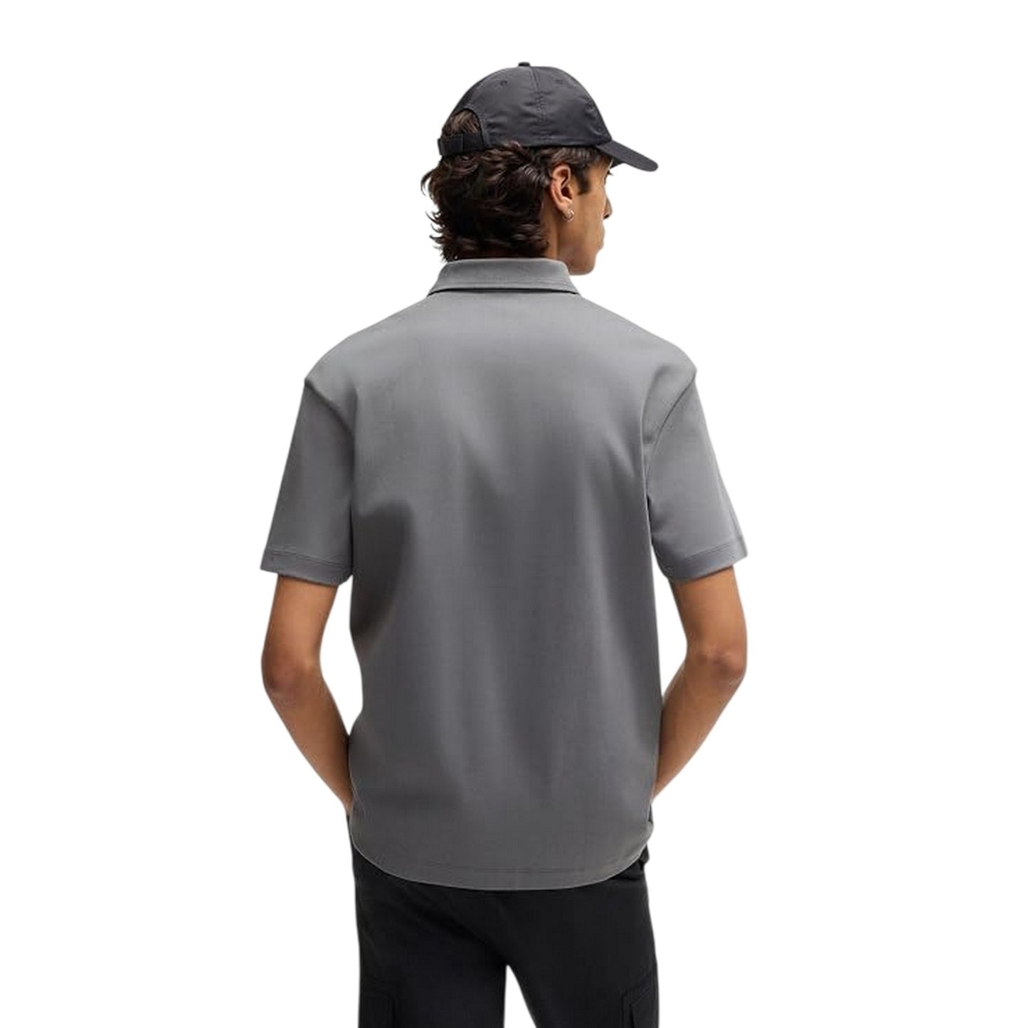 Grey - Back - Hugo Mens Deabono Logo Polo Shirt