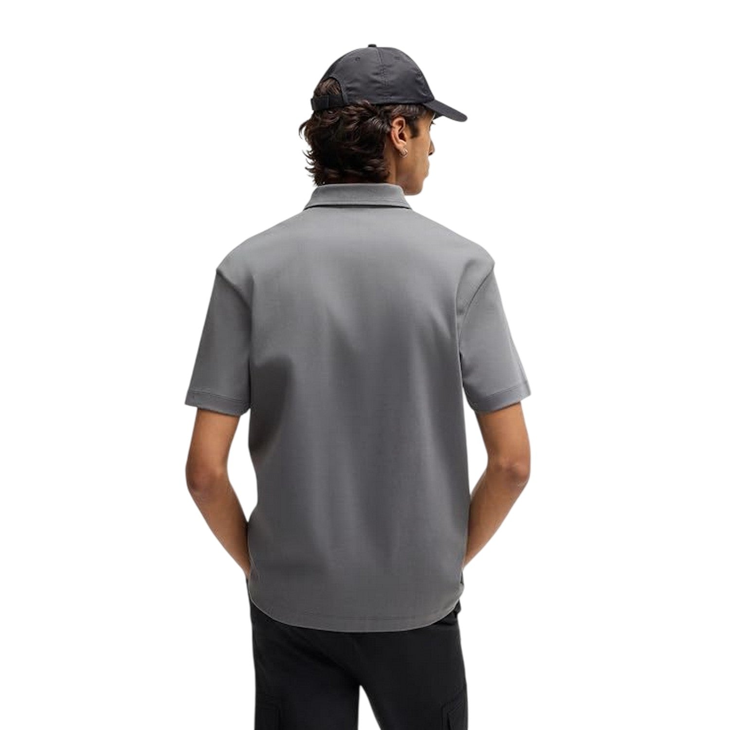 Grey - Back - Hugo Mens Deabono Logo Polo Shirt