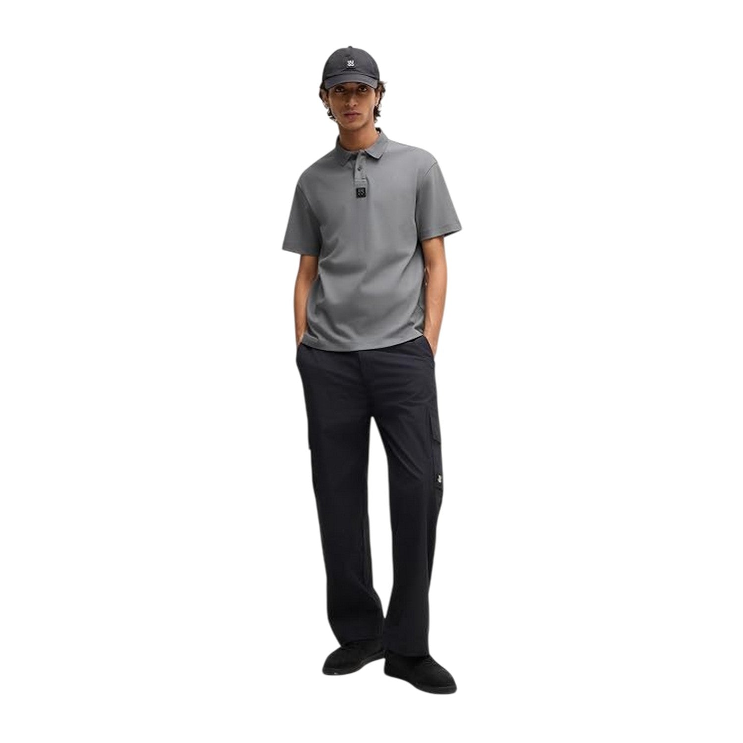Grey - Lifestyle - Hugo Mens Deabono Logo Polo Shirt