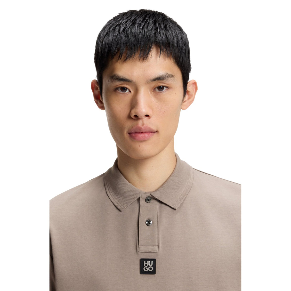Medium Brown - Side - Hugo Mens Deabono Logo Polo Shirt