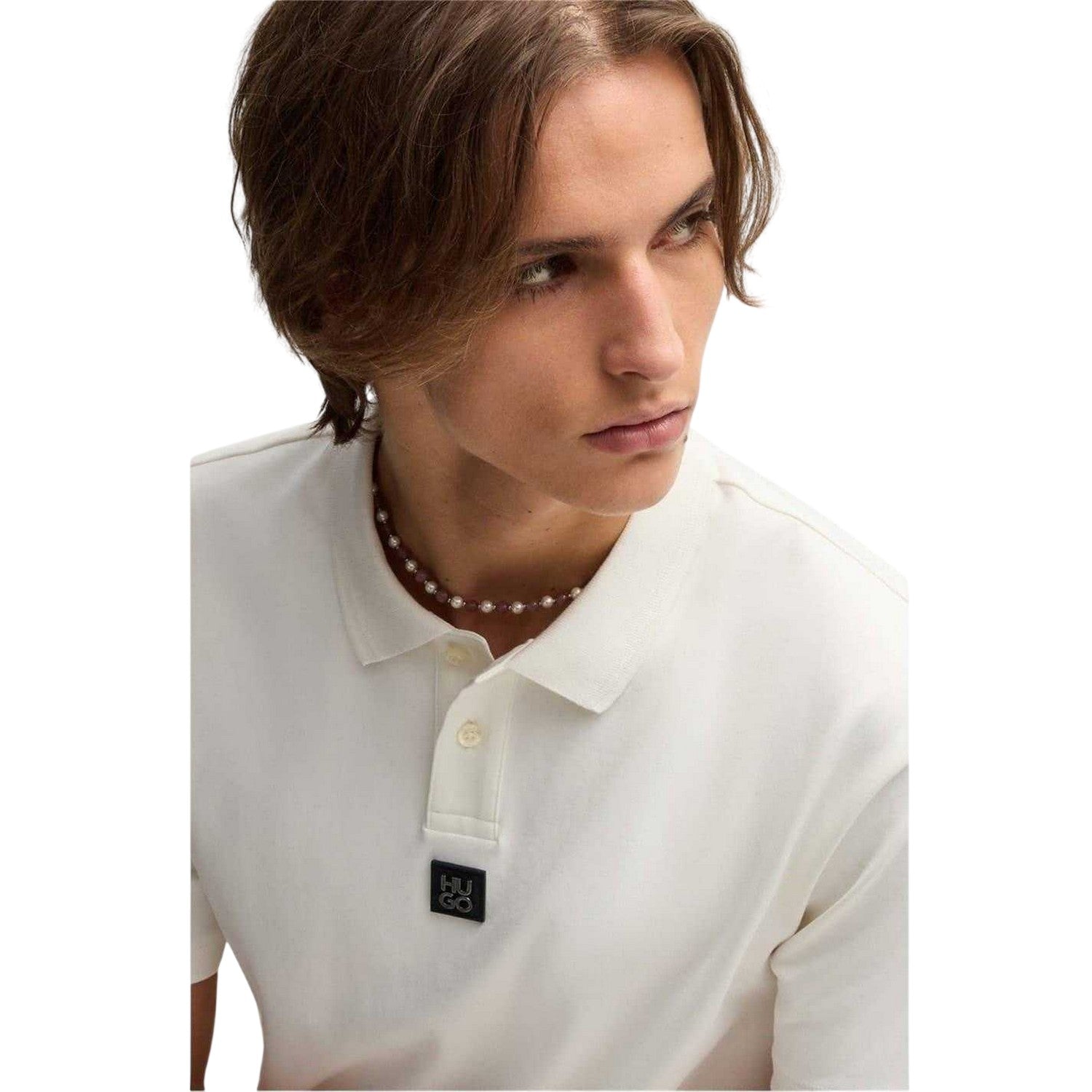 Natural - Side - Hugo Mens Deabono Logo Polo Shirt