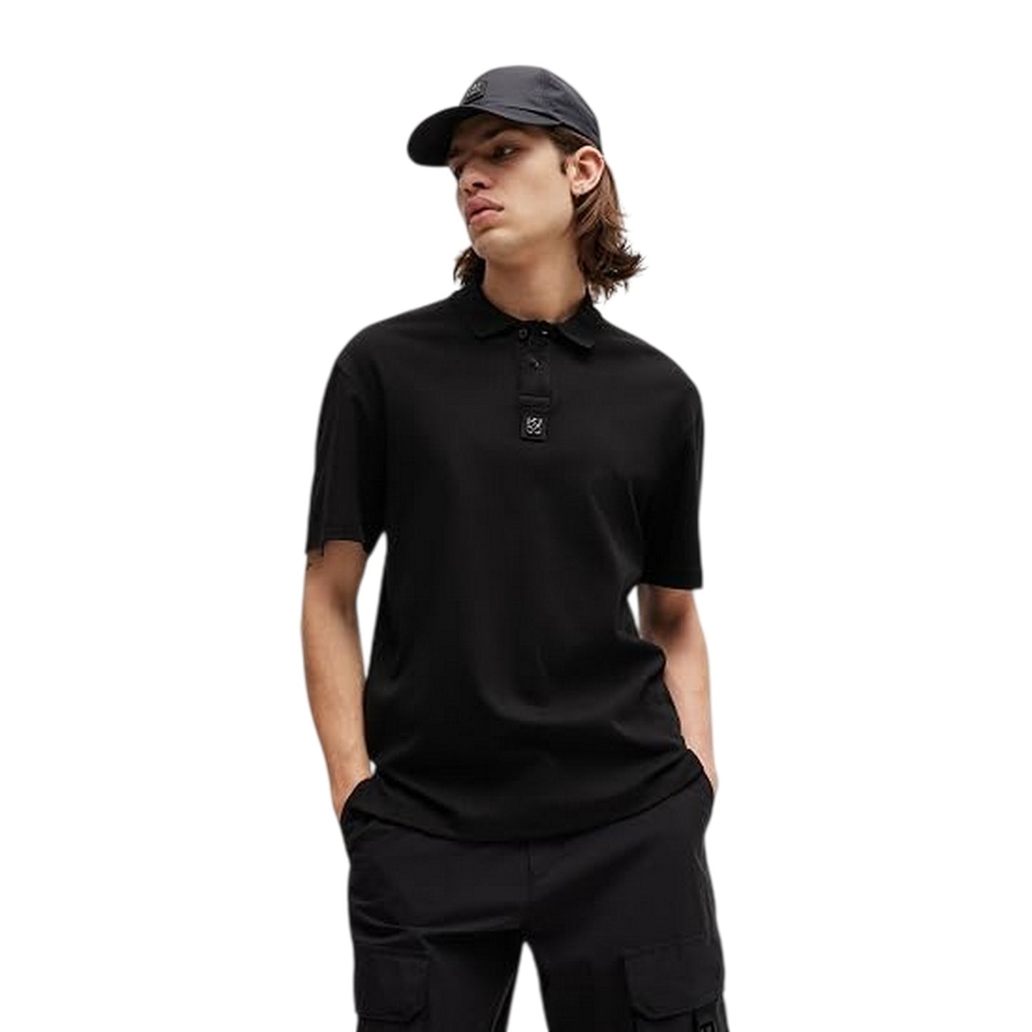 Black - Lifestyle - Hugo Mens Deabono Logo Polo Shirt