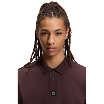 Brown - Side - Hugo Mens Deabono Logo Polo Shirt