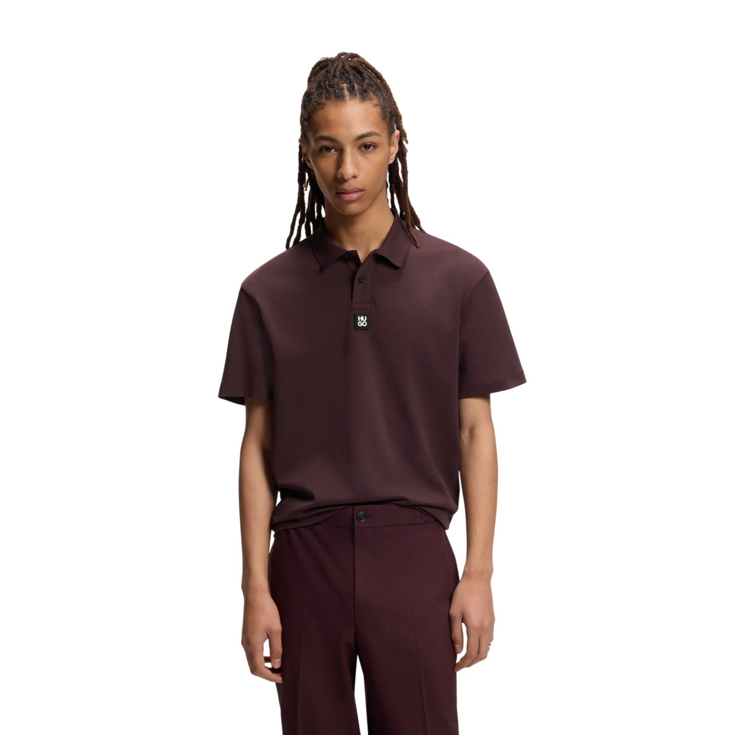 Brown - Lifestyle - Hugo Mens Deabono Logo Polo Shirt