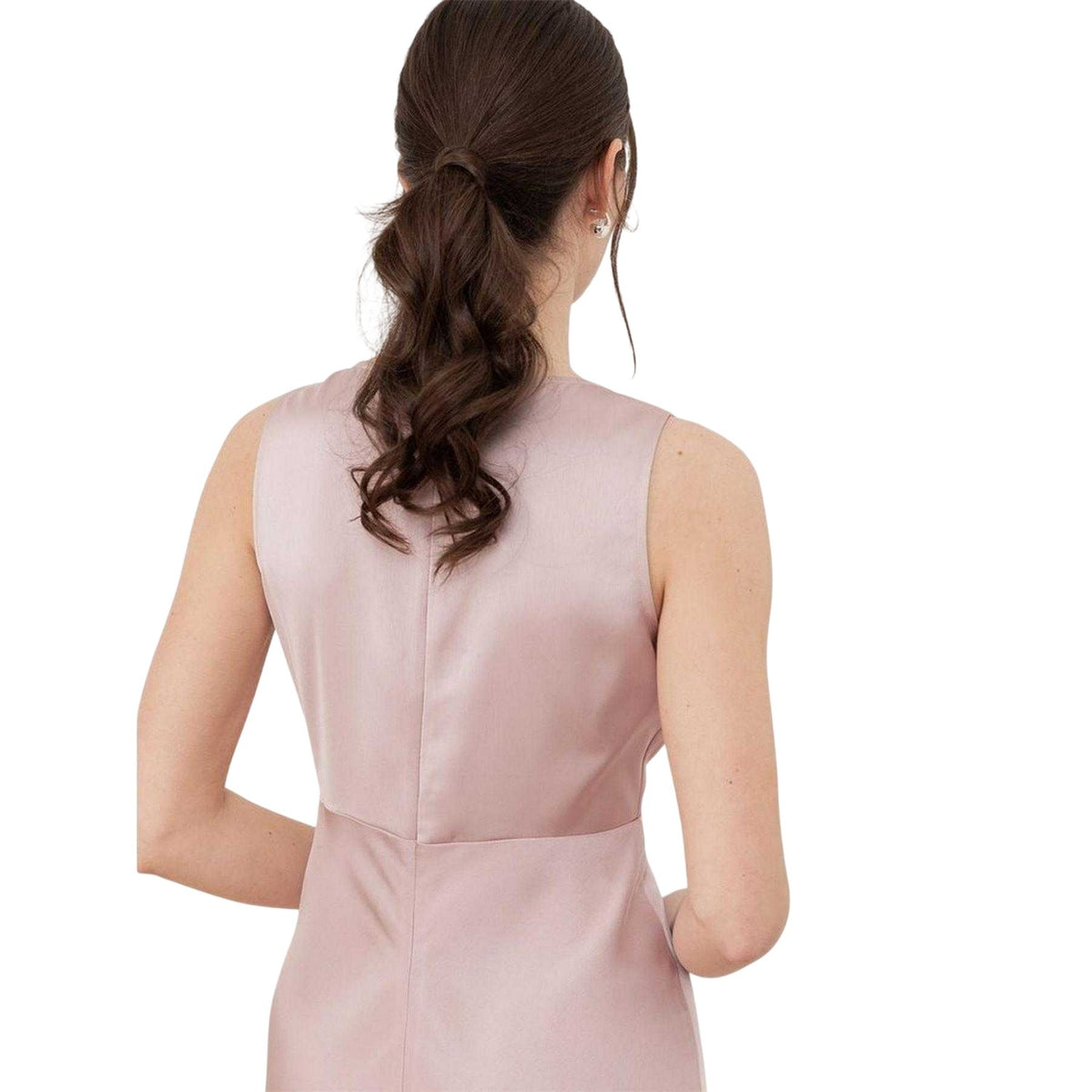 Soft Pink - Side - Maya Deluxe Womens-Ladies Satin Open Back Bridesmaid Maxi Dress