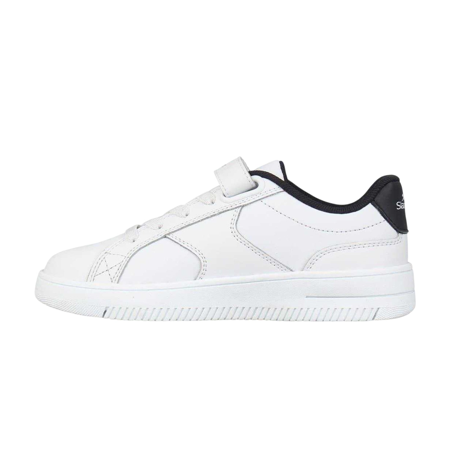 White-Navy - Side - Slazenger Childrens-Kids Starling Leather Trainers