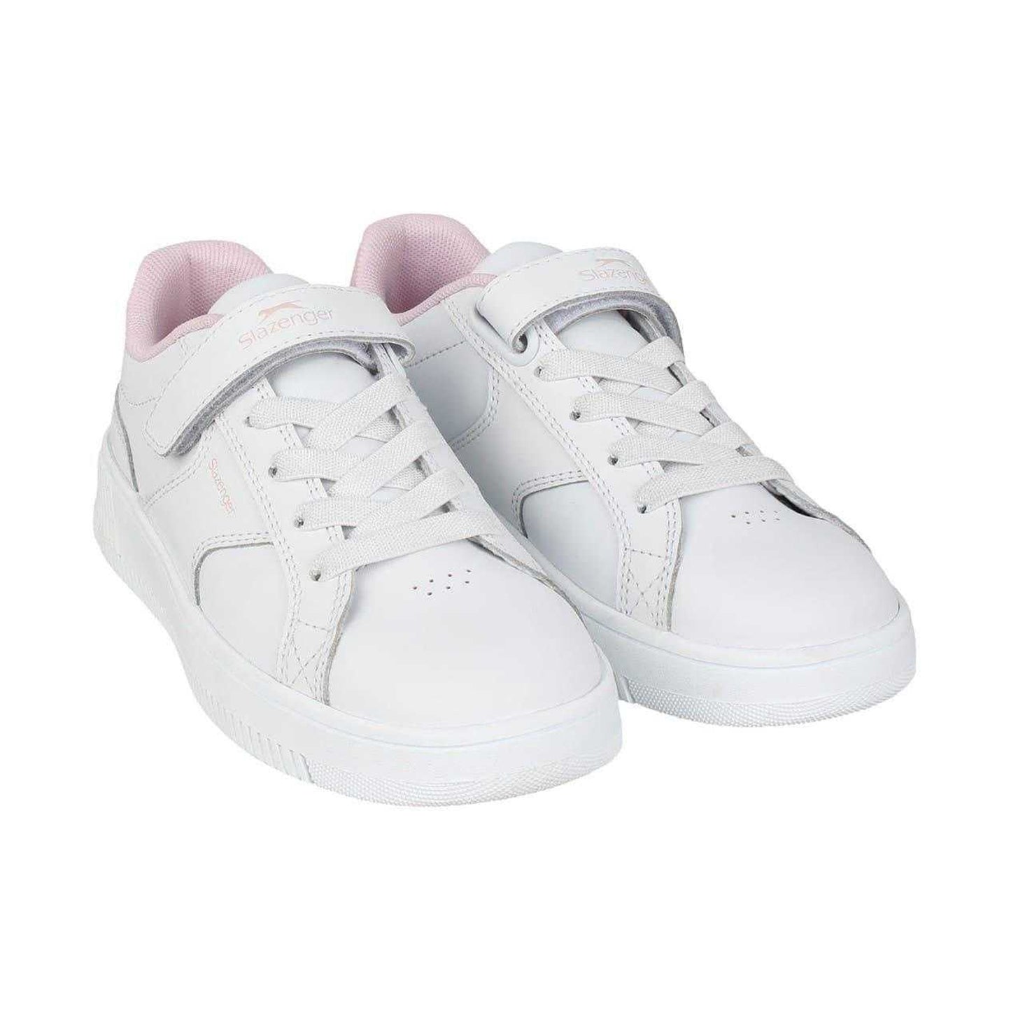 White-Pink - Front - Slazenger Childrens-Kids Starling Leather Trainers