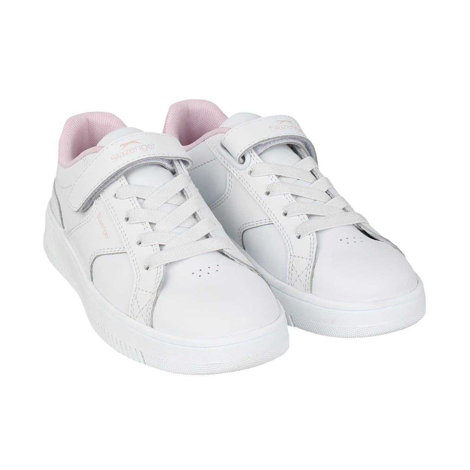 White-Pink - Front - Slazenger Childrens-Kids Starling Leather Trainers