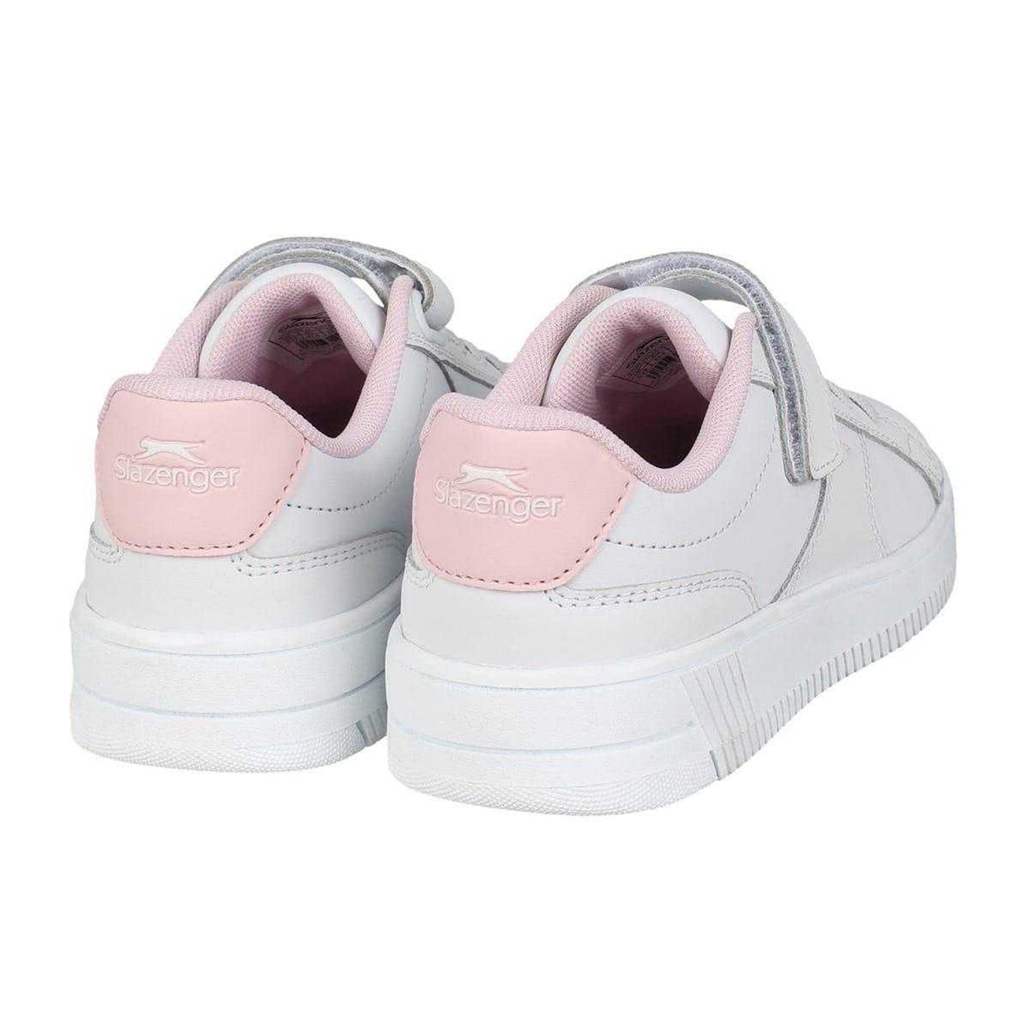 White-Pink - Back - Slazenger Childrens-Kids Starling Leather Trainers