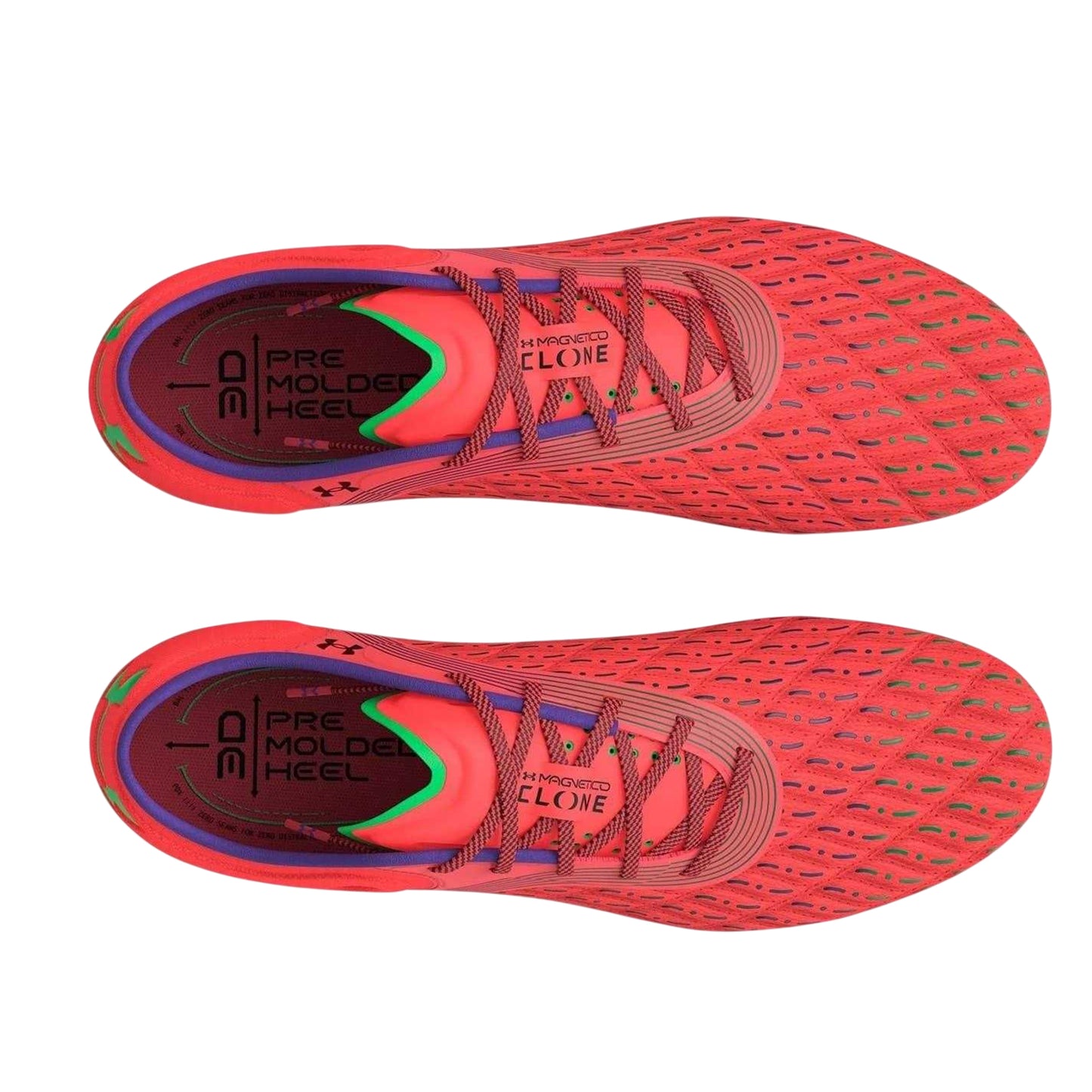 Red-Green - Side - Under Armour Mens Clone Magnetico Elite 3.0 Textured Firm Ground Football Boots