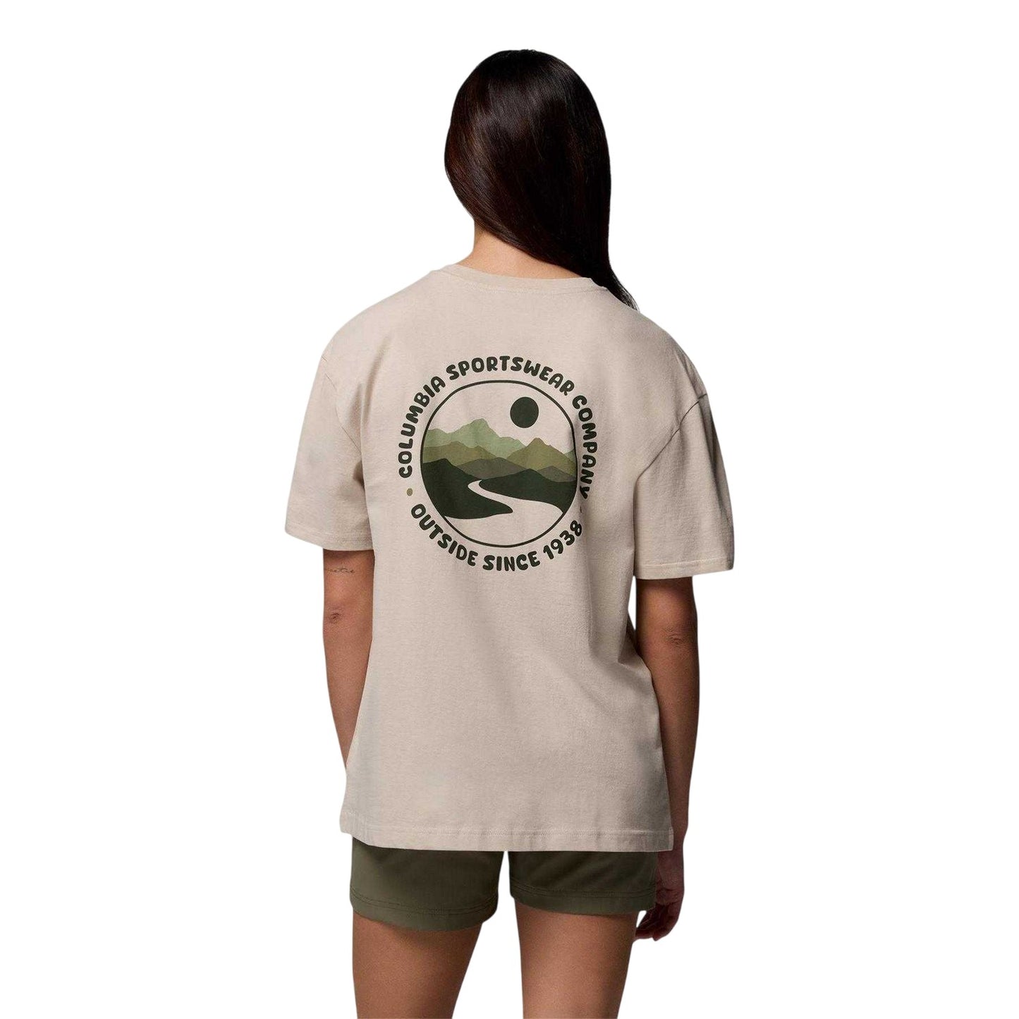 Beige - Back - Columbia Womens-Ladies Floral Oversized T-Shirt