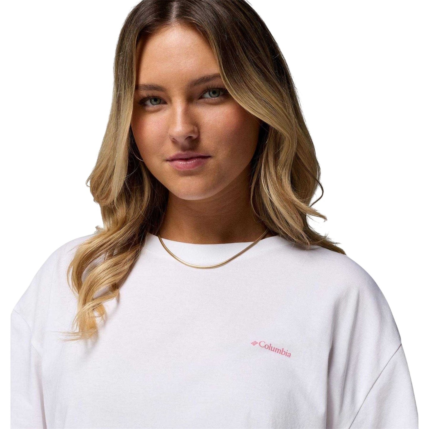 White - Side - Columbia Womens-Ladies Floral Oversized T-Shirt