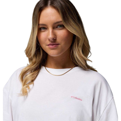 White - Side - Columbia Womens-Ladies Floral Oversized T-Shirt