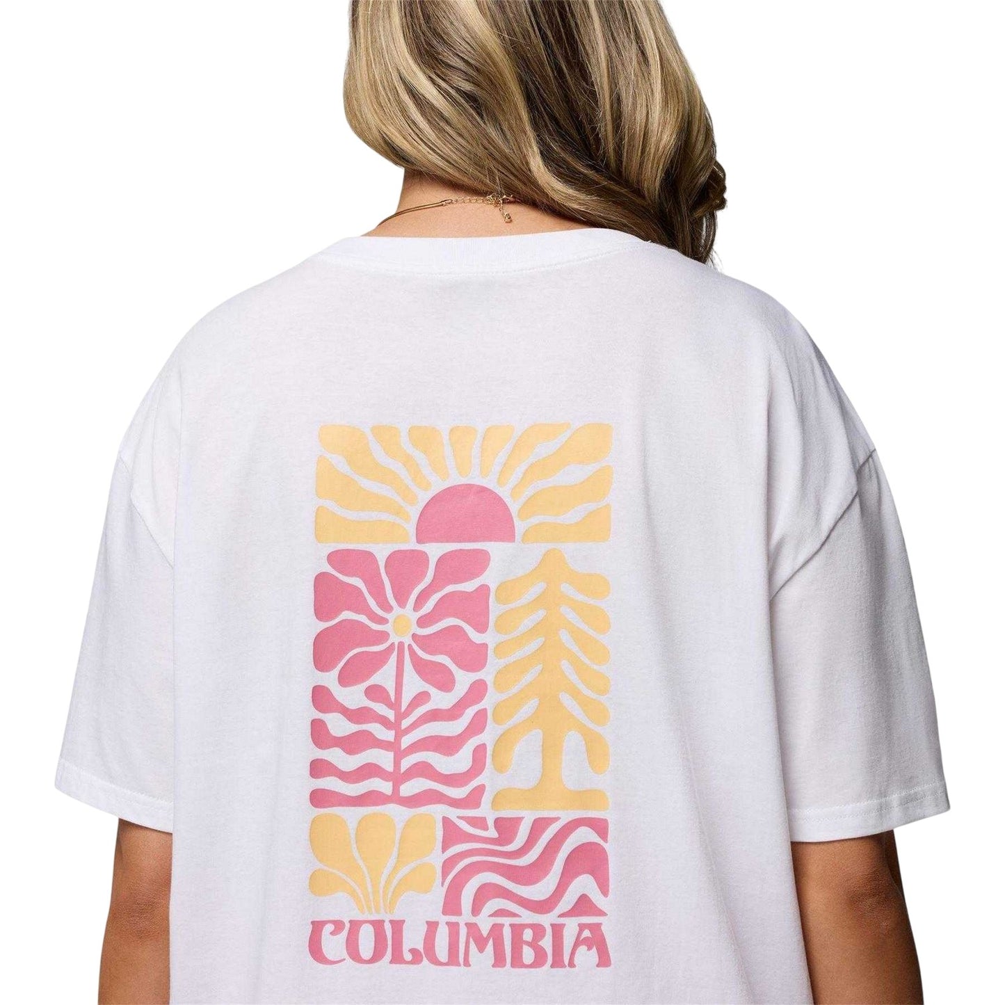 White - Lifestyle - Columbia Womens-Ladies Floral Oversized T-Shirt