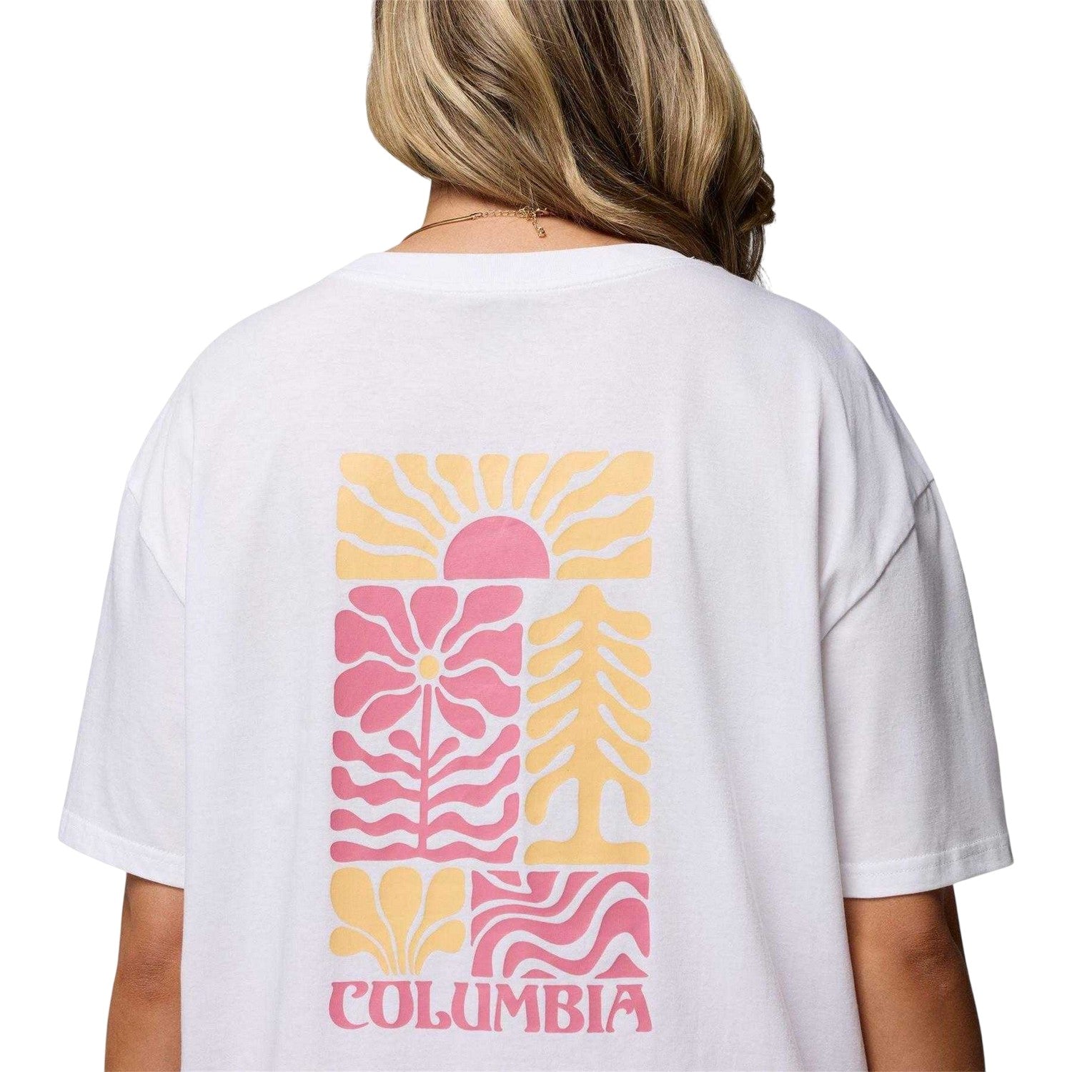 White - Lifestyle - Columbia Womens-Ladies Floral Oversized T-Shirt