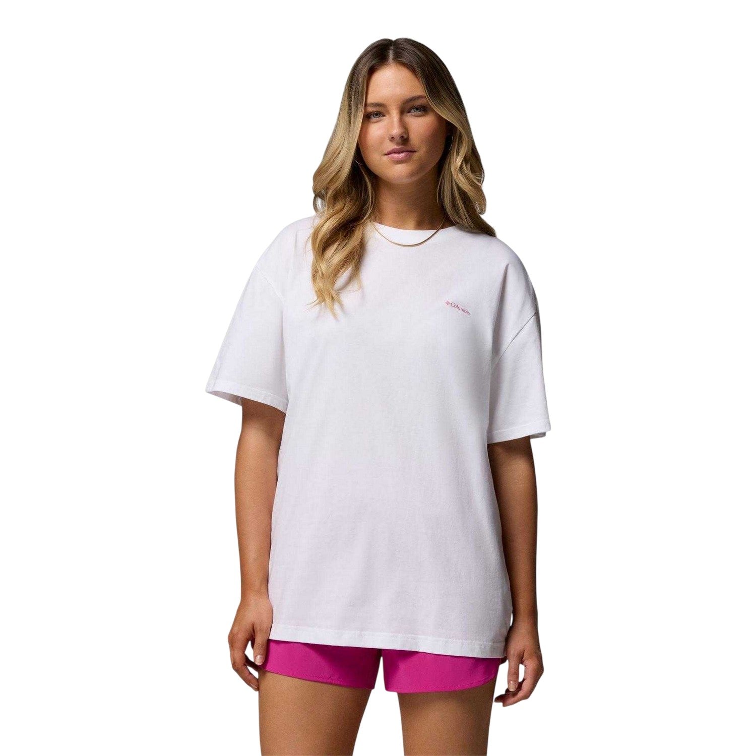 White - Front - Columbia Womens-Ladies Floral Oversized T-Shirt