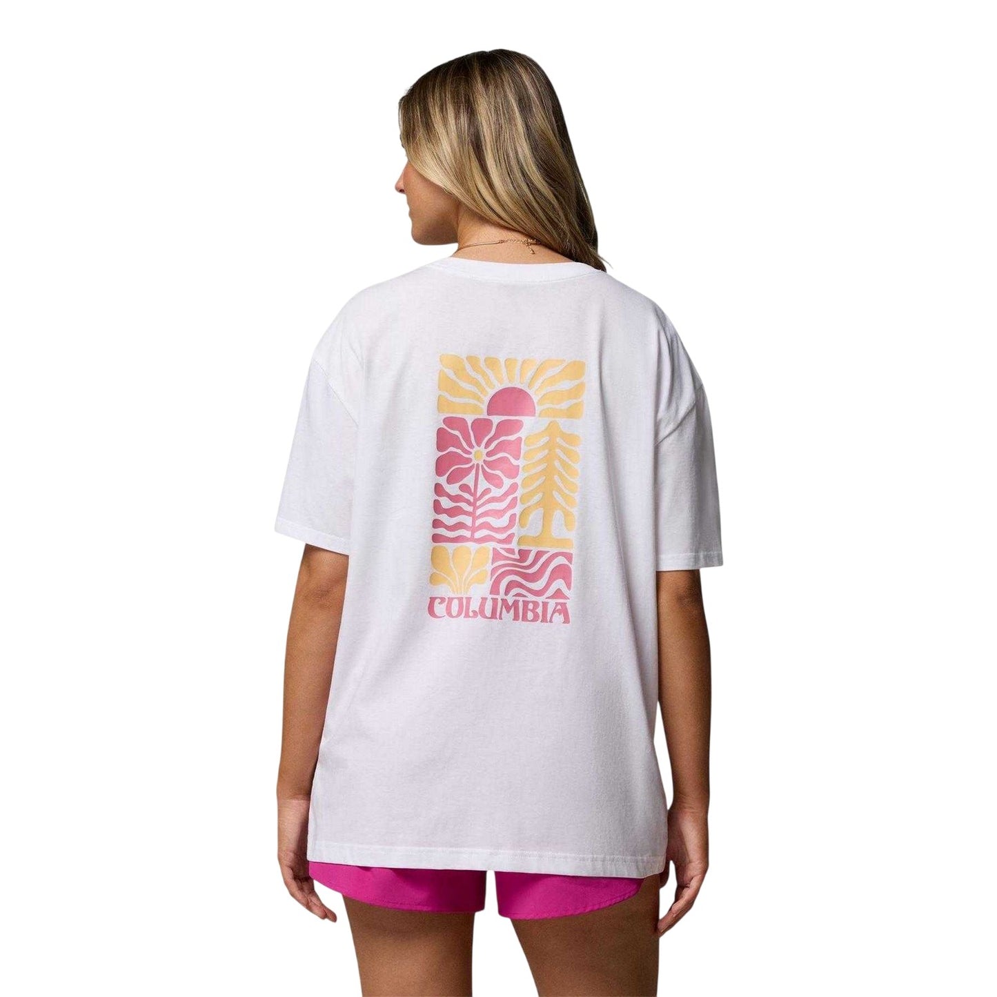 White - Back - Columbia Womens-Ladies Floral Oversized T-Shirt
