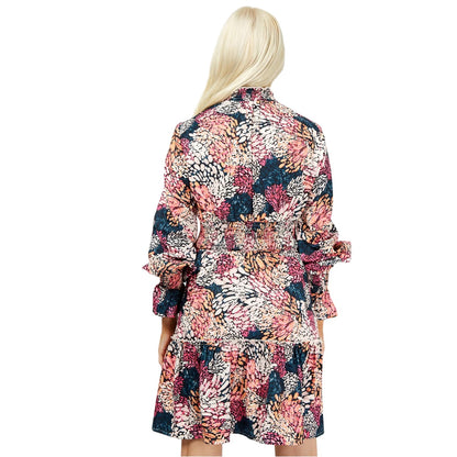 Multicoloured - Back - Little Mistress Womens-Ladies High-Neck Puff Sleeve Maxi Dress