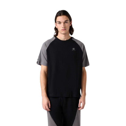 Black-Grey - Lifestyle - Champion Mens Tape Logo Raglan T-Shirt