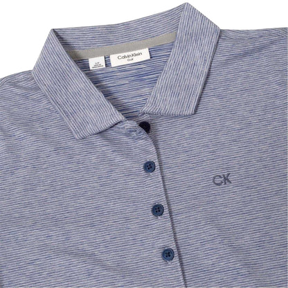 French Navy - Side - Calvin Klein Womens-Ladies Pinstripe Performance Polo Shirt