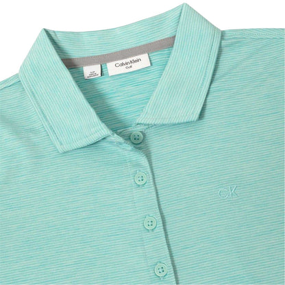 Jade Green - Side - Calvin Klein Womens-Ladies Pinstripe Performance Polo Shirt