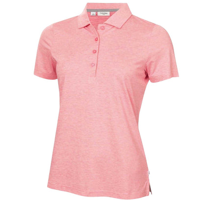 Pink - Front - Calvin Klein Womens-Ladies Pinstripe Performance Polo Shirt