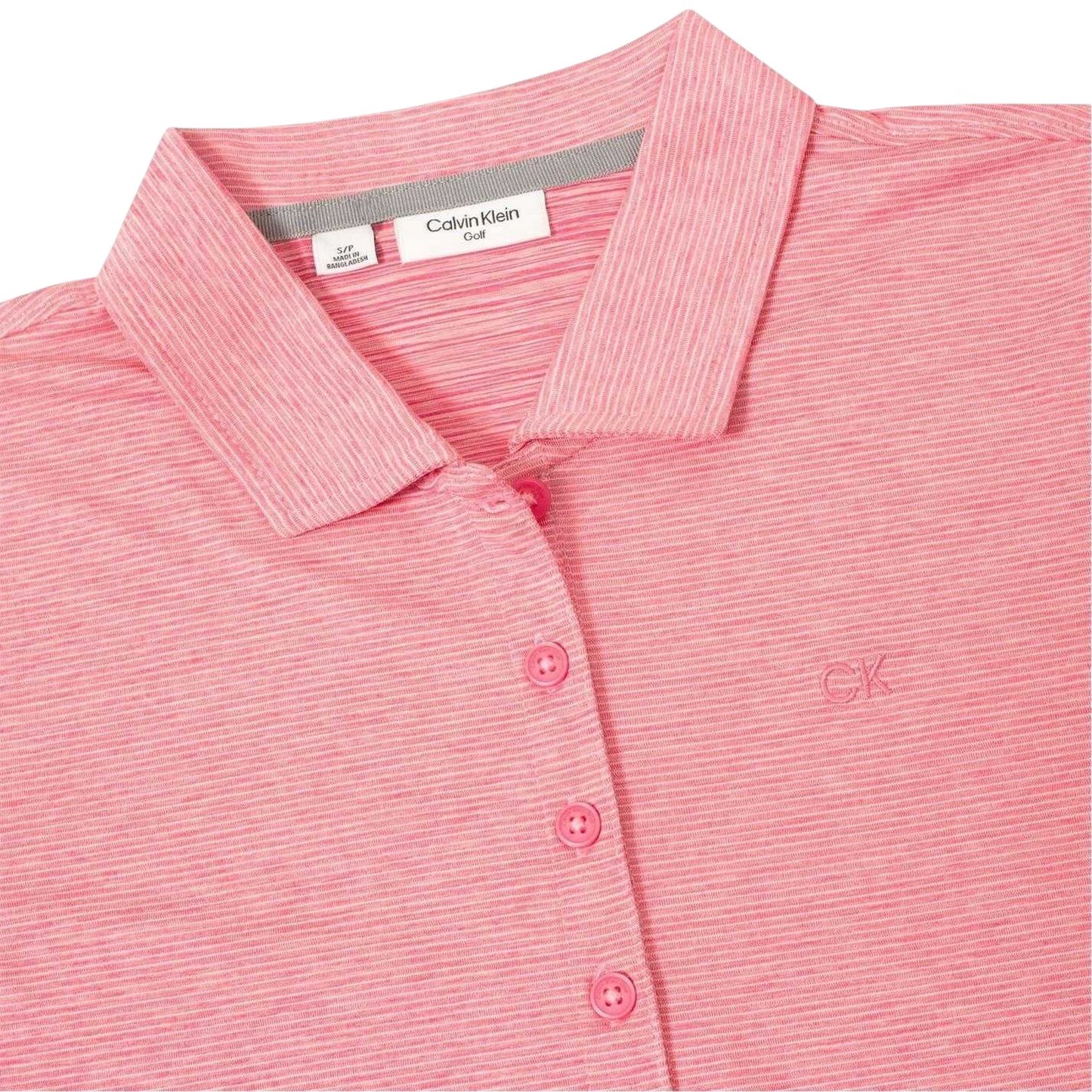 Pink - Side - Calvin Klein Womens-Ladies Pinstripe Performance Polo Shirt