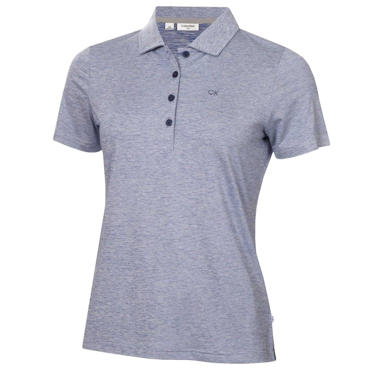 French Navy - Front - Calvin Klein Womens-Ladies Pinstripe Performance Polo Shirt