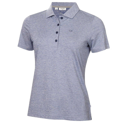 French Navy - Front - Calvin Klein Womens-Ladies Pinstripe Performance Polo Shirt