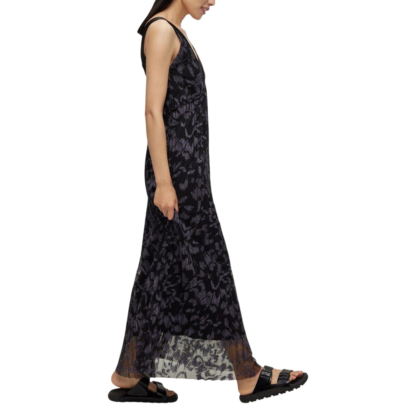 Brown - Lifestyle - Boss Womens-Ladies Dessona V Neck Regular Sleeveless Wrap Dress