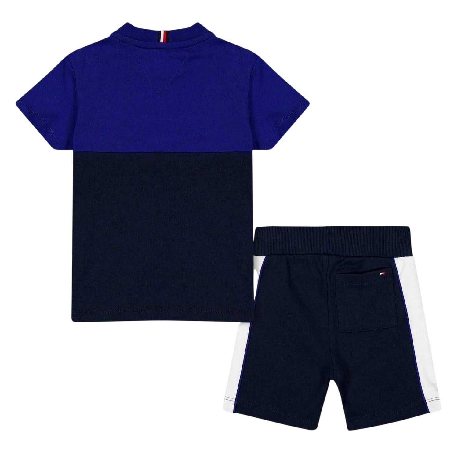 Blue - Back - Tommy Hilfiger Childrens-Kids Essential T-Shirt & Shorts Set