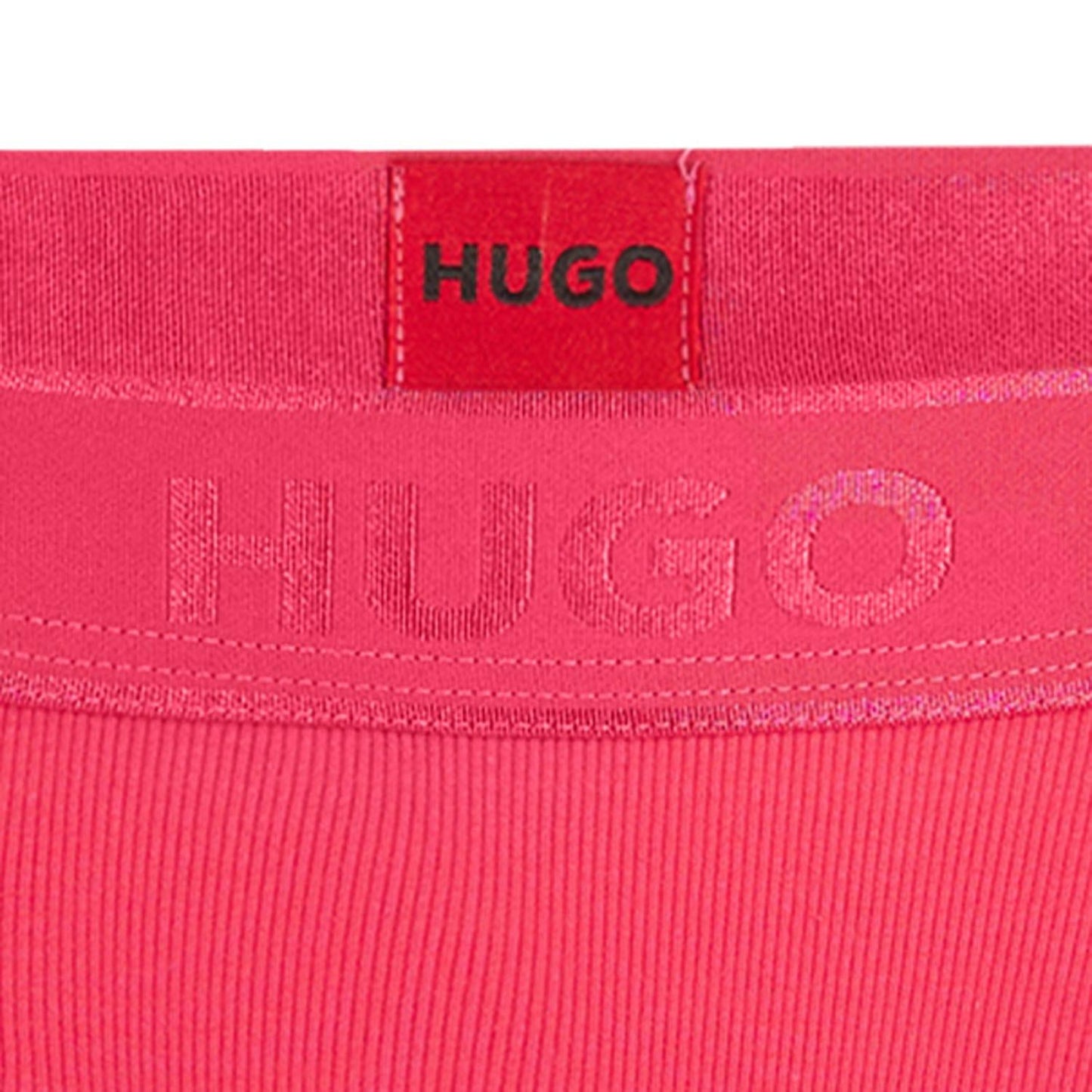 Pink - Back - Hugo Womens-Ladies Brazilian Ribbed High Waist Briefs