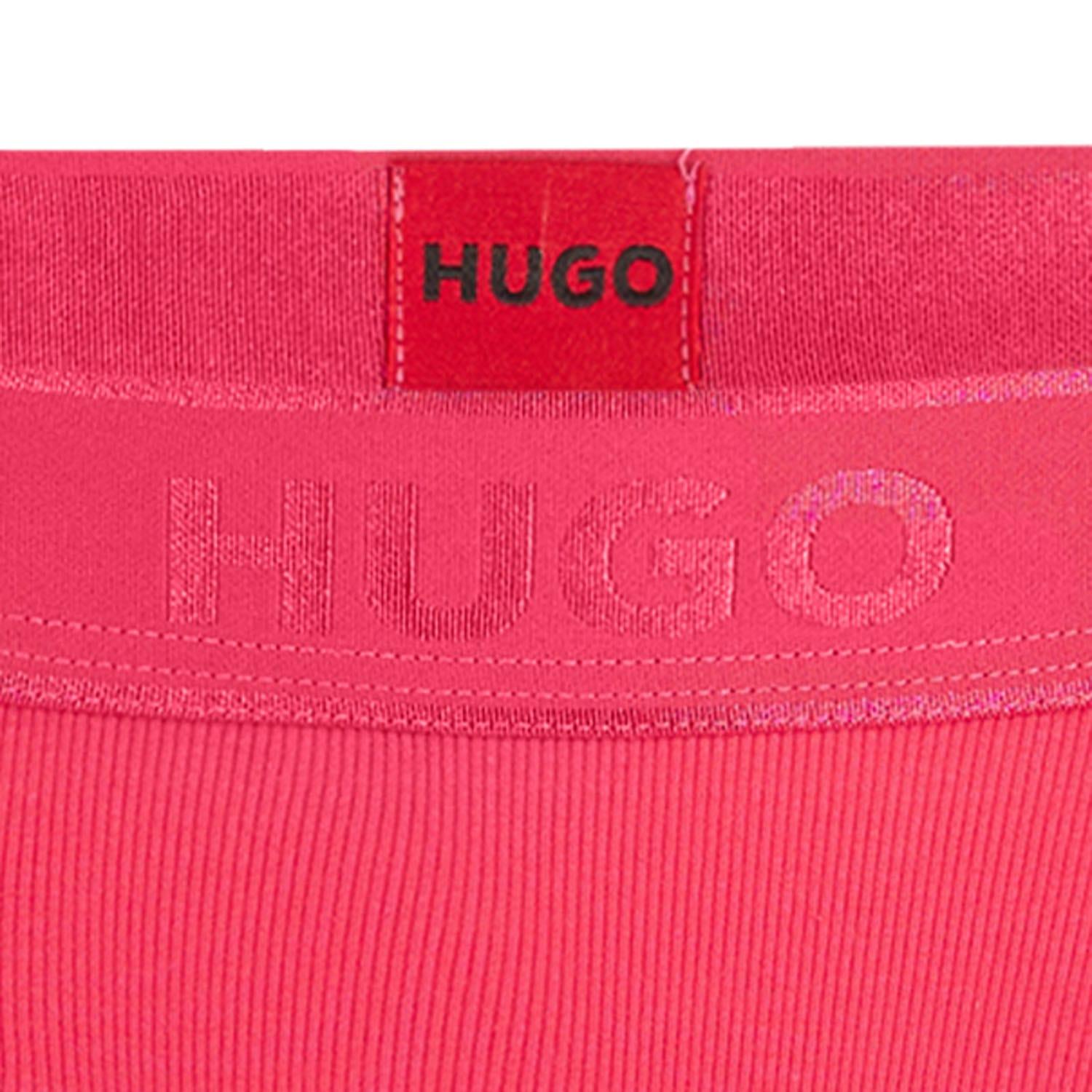 Pink - Back - Hugo Womens-Ladies Brazilian Ribbed High Waist Briefs