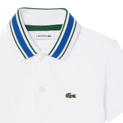 White - Side - Lacoste Childrens-Kids Logo Collared Polo Shirt