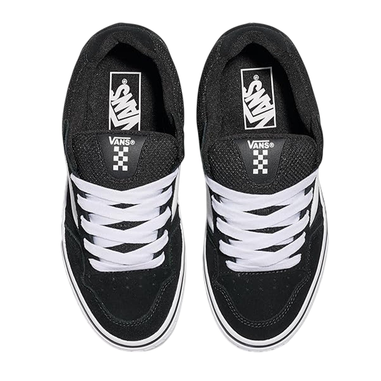 Black-White - Side - Vans Womens-Ladies Caldrone Suede Trainers
