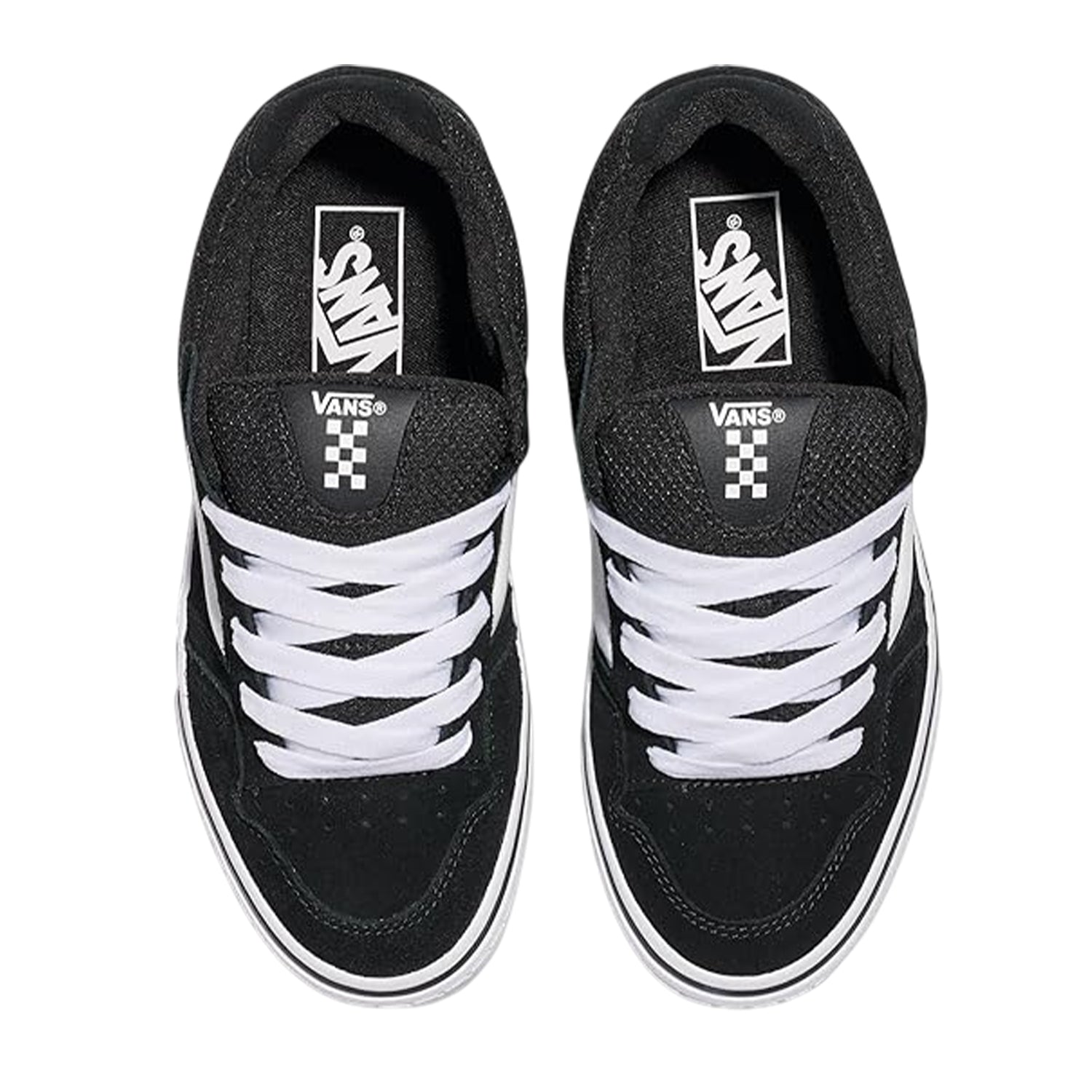 Black-White - Side - Vans Womens-Ladies Caldrone Suede Trainers