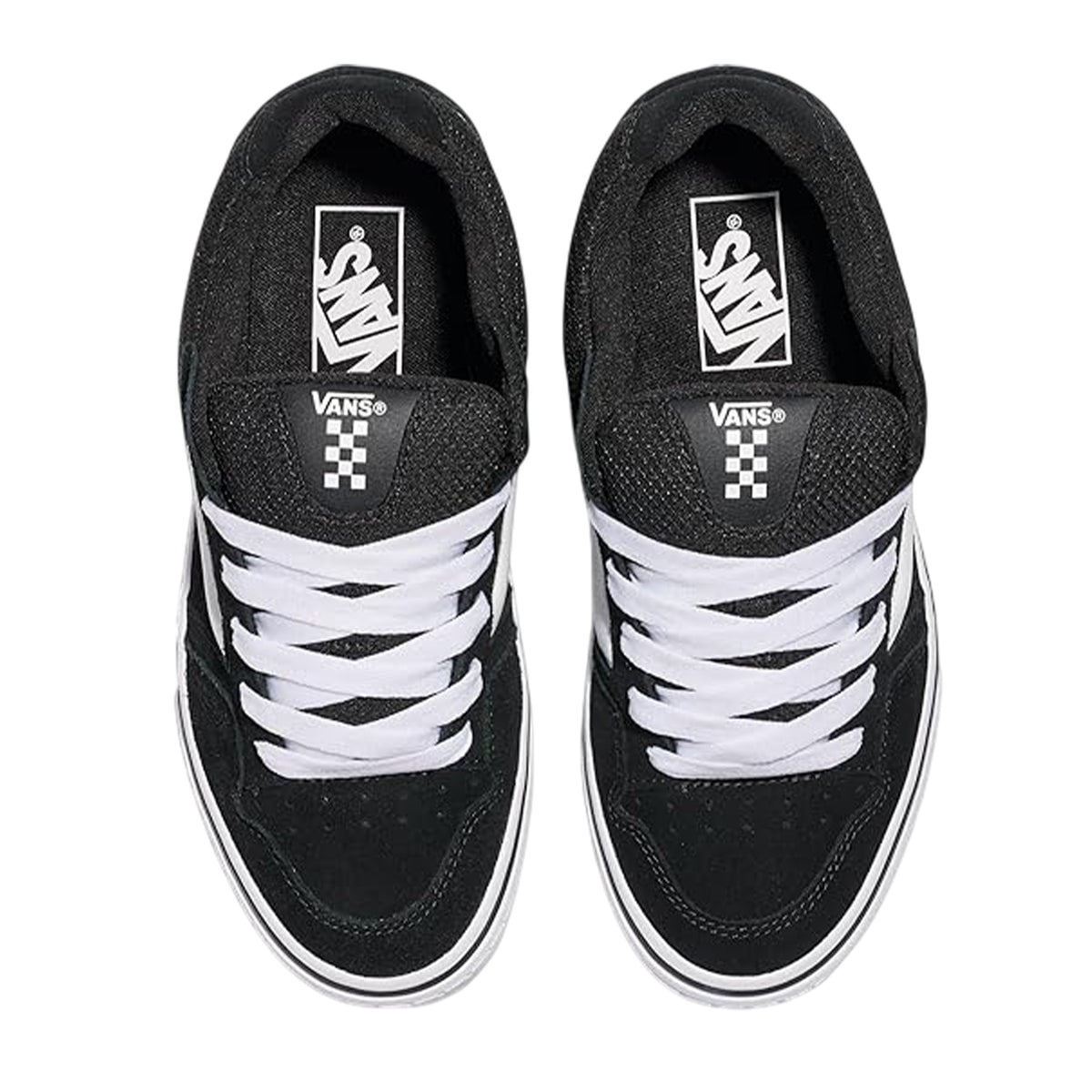 Black-White - Side - Vans Womens-Ladies Caldrone Suede Trainers
